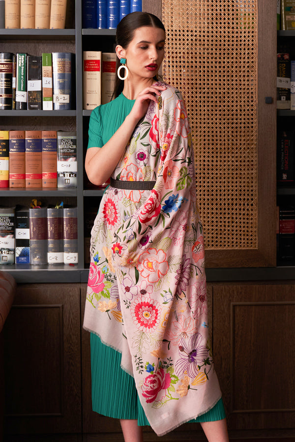 Tropical Bloom Pure Cashmere Stole